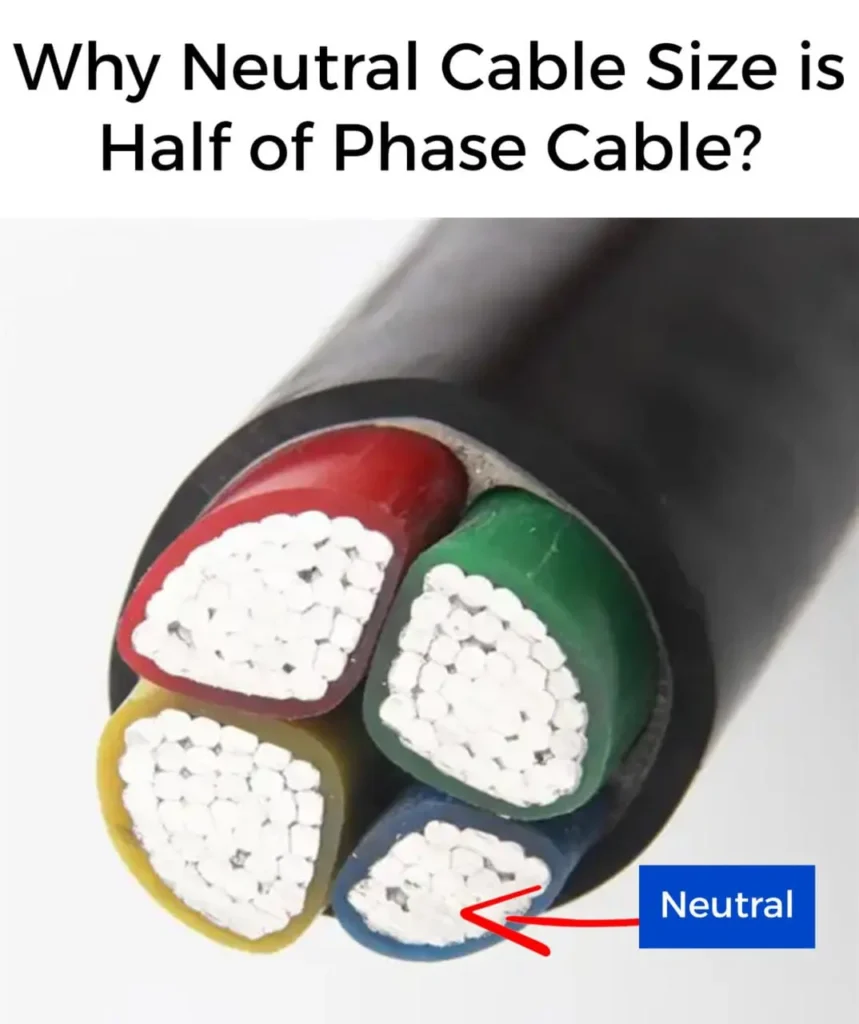 Why Neutral Cable Size Is Half Of Phase Cable?
